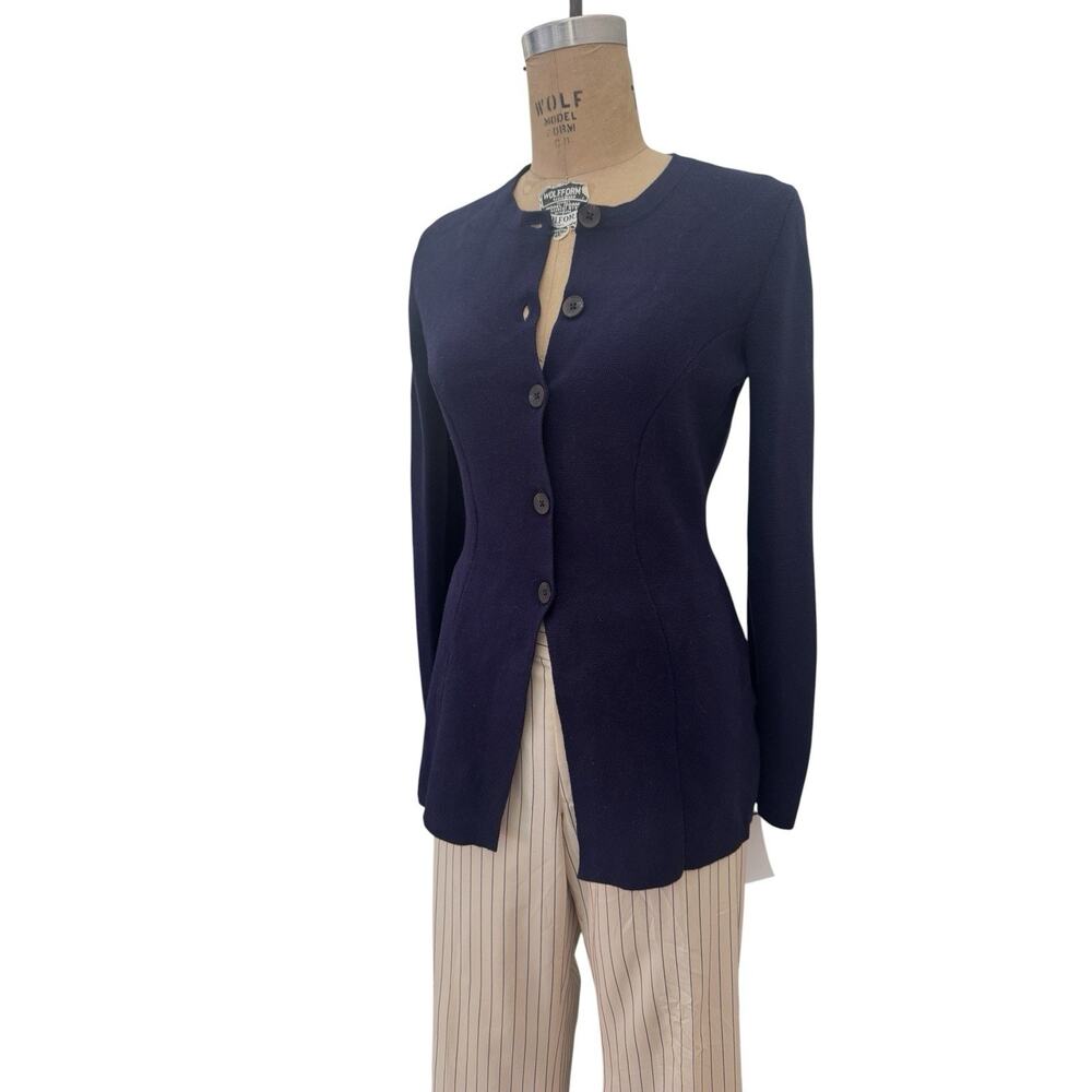 BODEN Joanna Cotton Knit Jacket Button Down Navy Blue Style Sz 8 - Picture 5 of 10